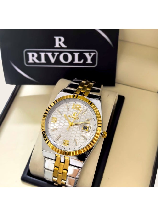 Rivoly Men's Stainless Steel Analog Quartz Watch, Easy to Read Fashion Design Waterproof Classic Luxury. - Image 2